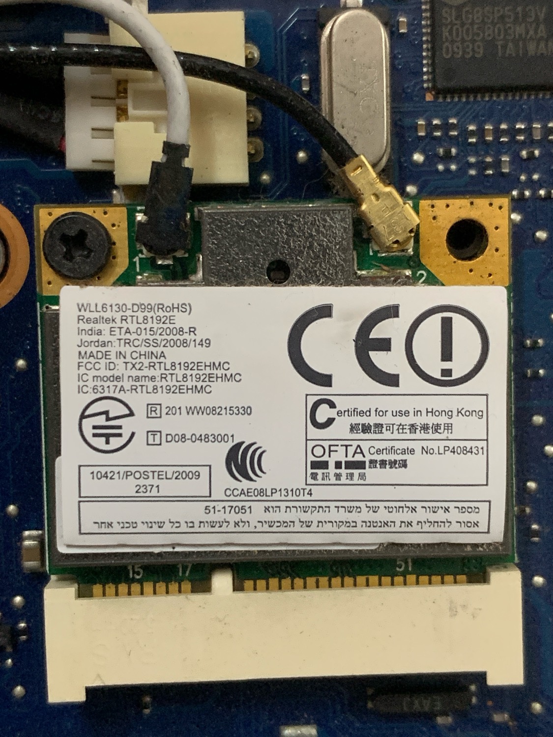 A mini-PCIe Wi-Fi card
